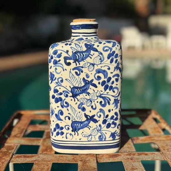 Vintage Hand-Painted Triangular Italian Maiolica Jar "Sciroppo di Tamarindo" - Picture 4 of 6
